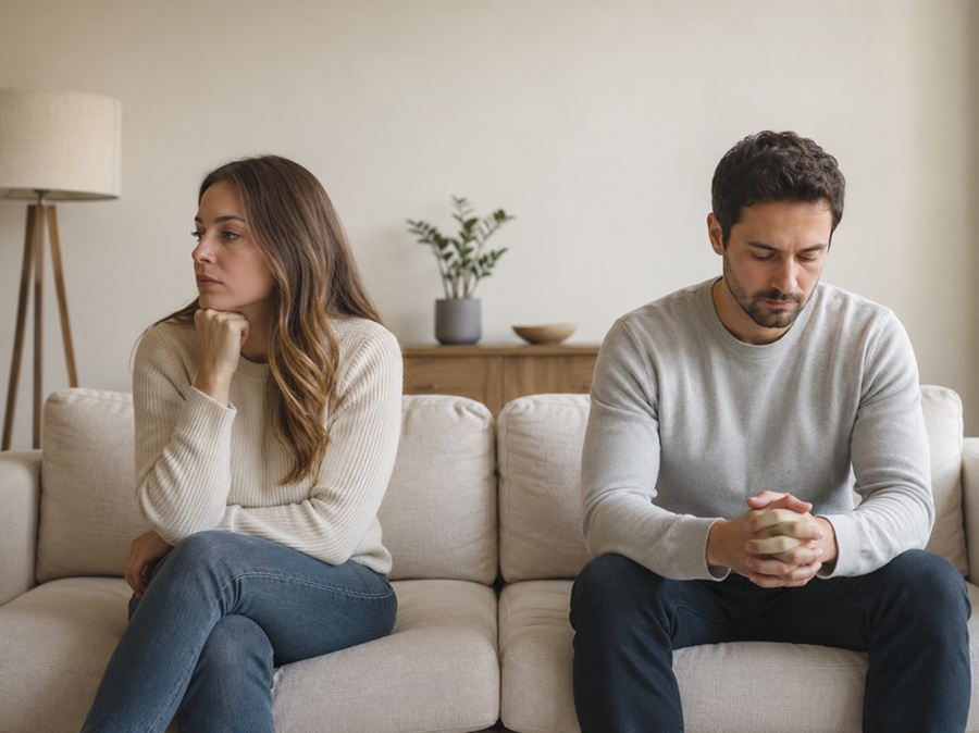 Pareja distanciada emocionalmente antes de iniciar terapia de pareja