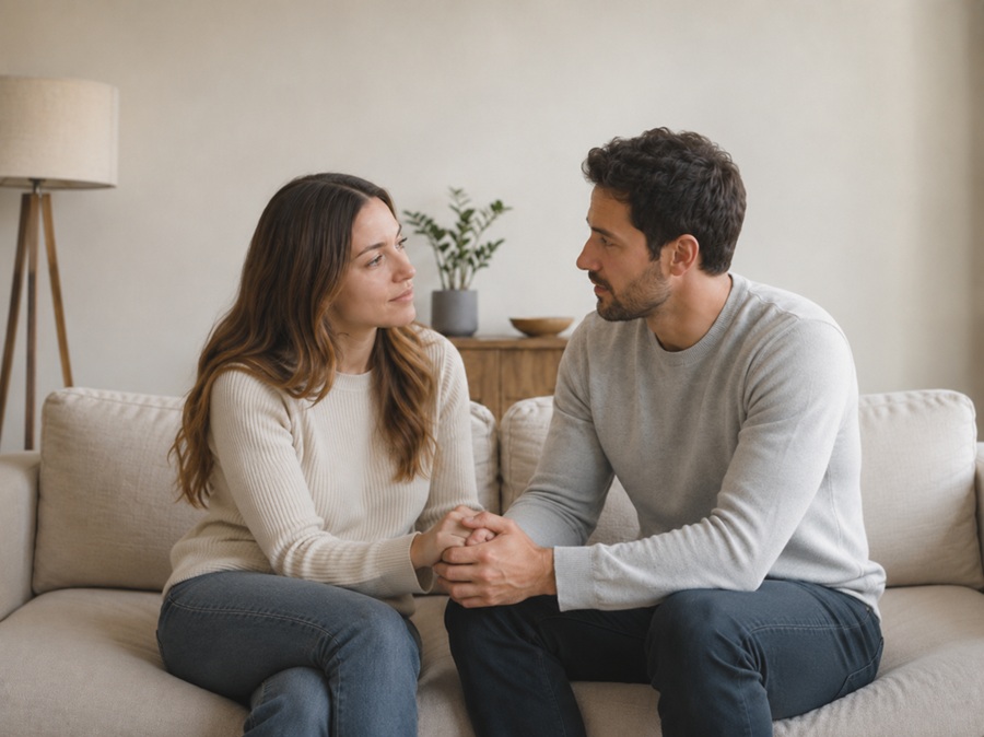 Pareja que ha recuperado la escucha y la cercanía emocional